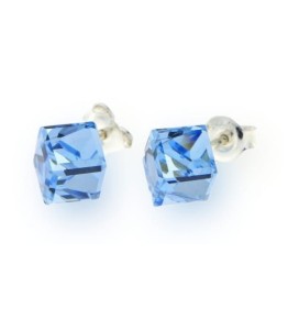 SPARK KOLCZYKI MEDIUM CUBE STUDS AQUAMARINE