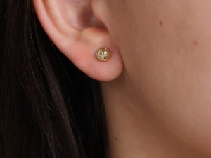 Kolczyki złote pół kulki przy uchu 6mm mm diamentowane