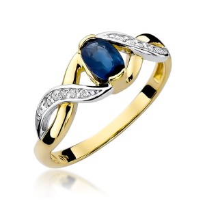 Pierścionek złoty z szafirem